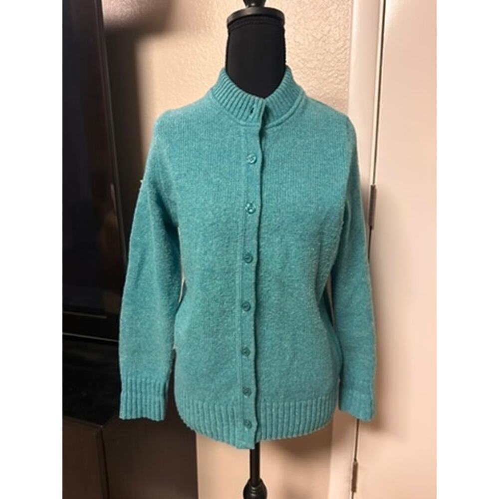 Vintage 70s/80s Winona Knits Sweater Made in USA Minnesota Teal Knit Size S